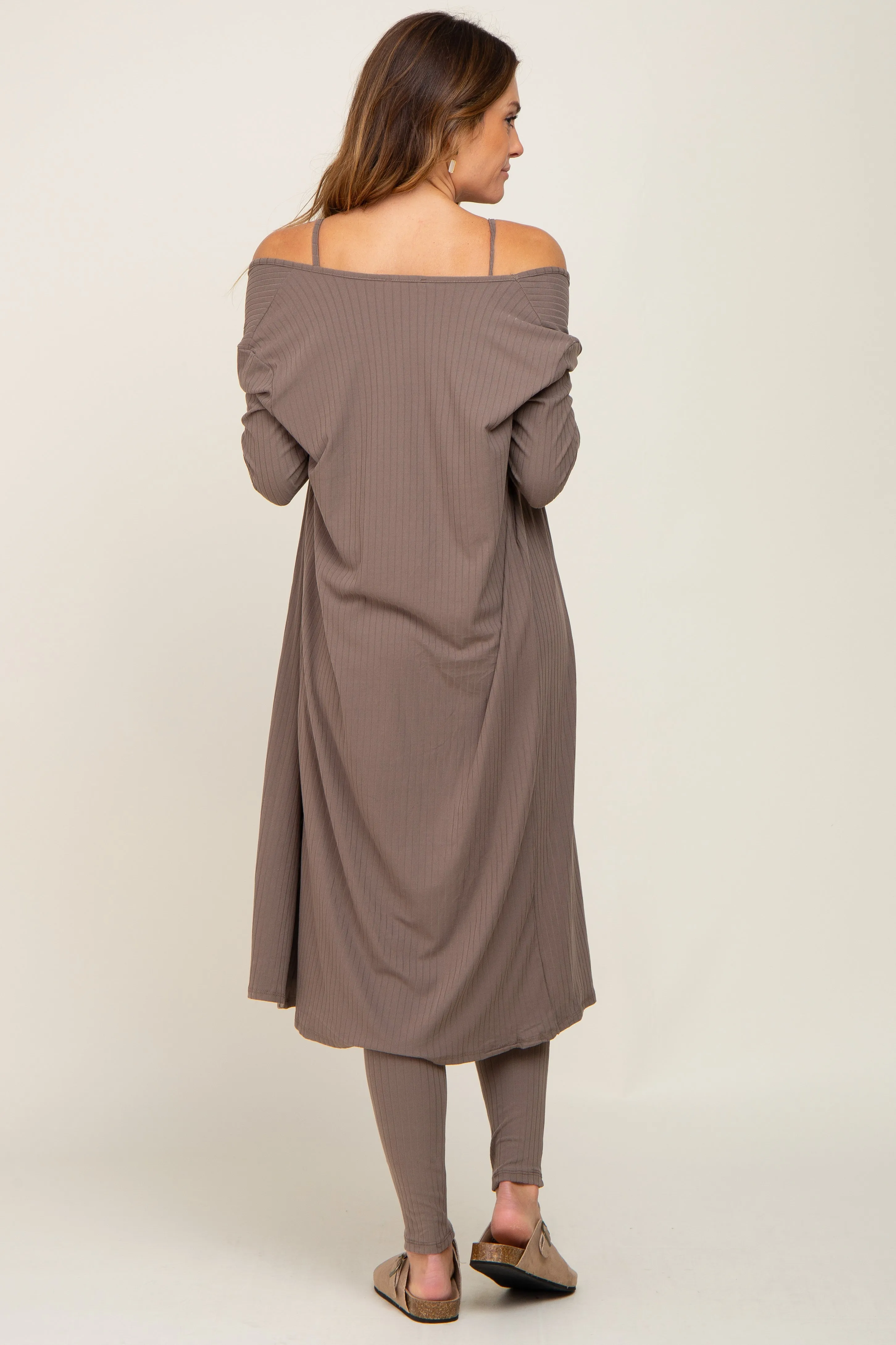 Mocha Ribbed Jumpsuit Two Piece Set sold by Pinkblush product image thumbnail 3