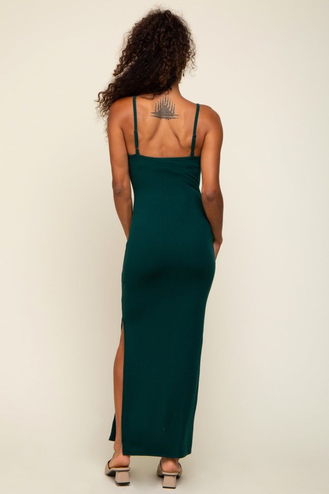 Forest Green Ribbed Side Slit Midi Dress sold by Pinkblush product image thumbnail 3