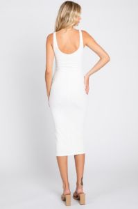 White Textured Knit Sleeveless Midi Dress sold by Pinkblush