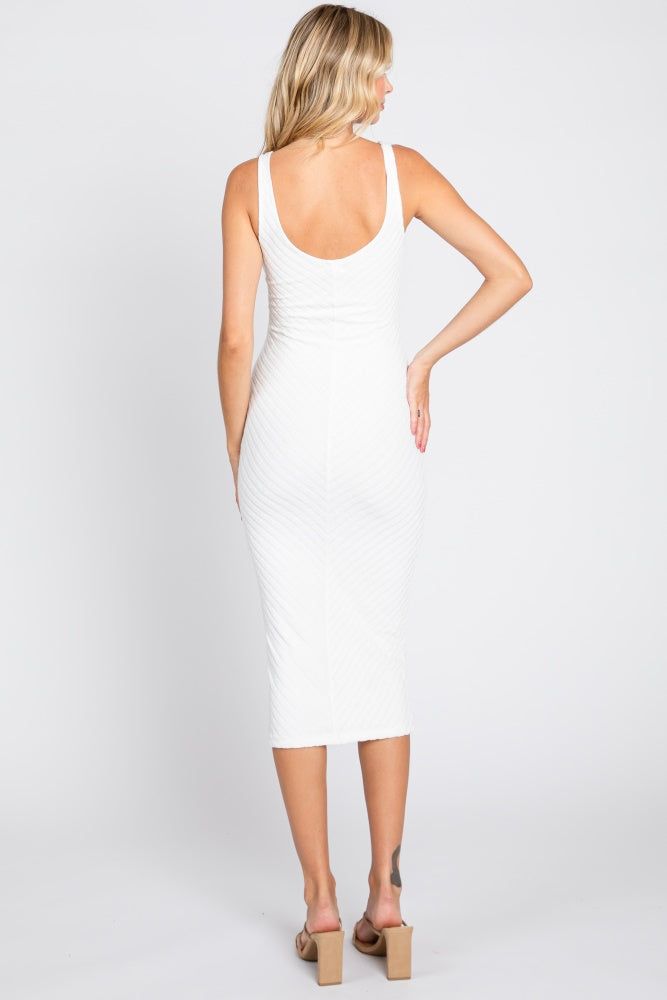 White Textured Knit Sleeveless Midi Dress sold by Pinkblush product image thumbnail 3