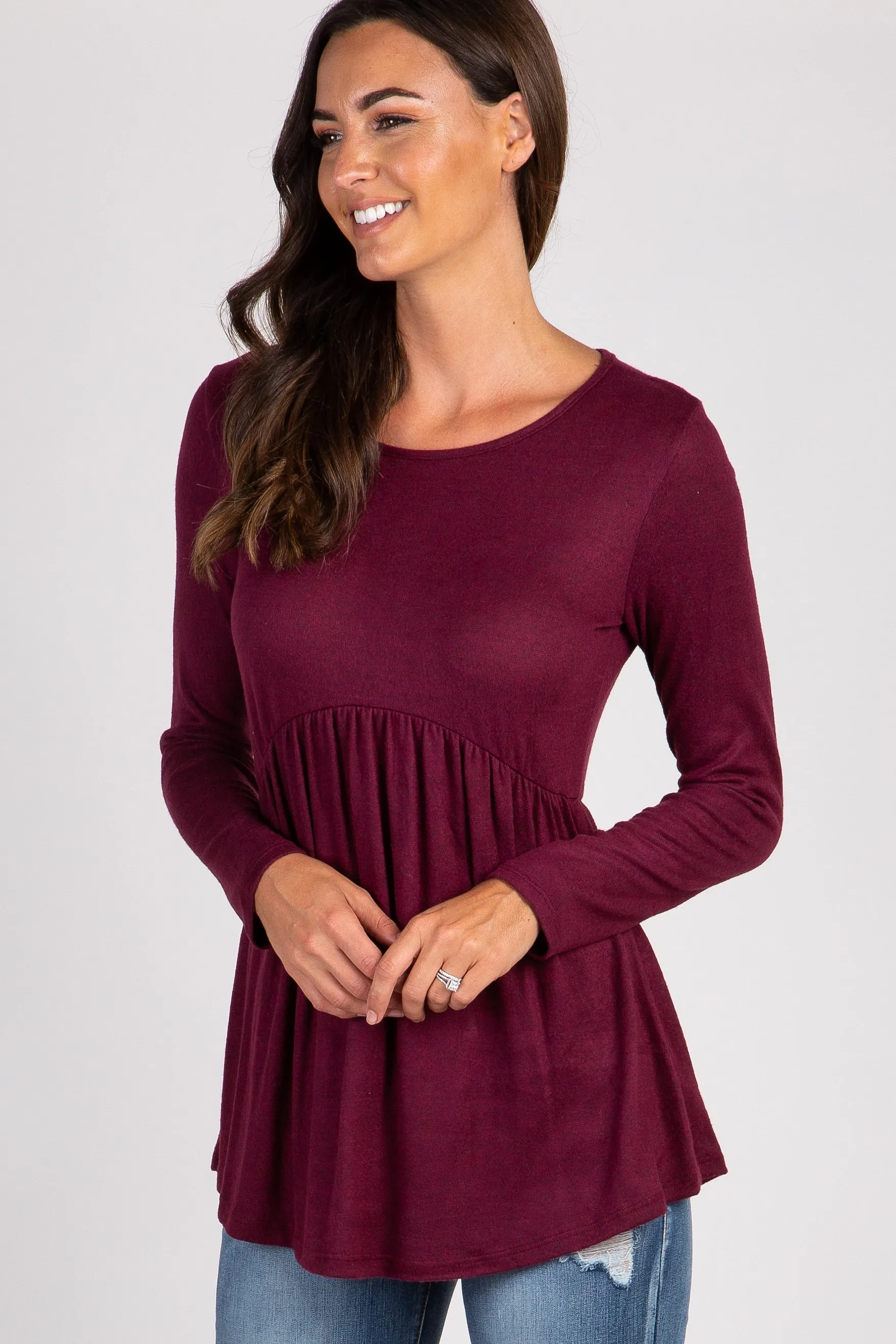 PinkBlush Burgundy Soft Knit Maternity Peplum Top sold by Pinkblush product image thumbnail 5