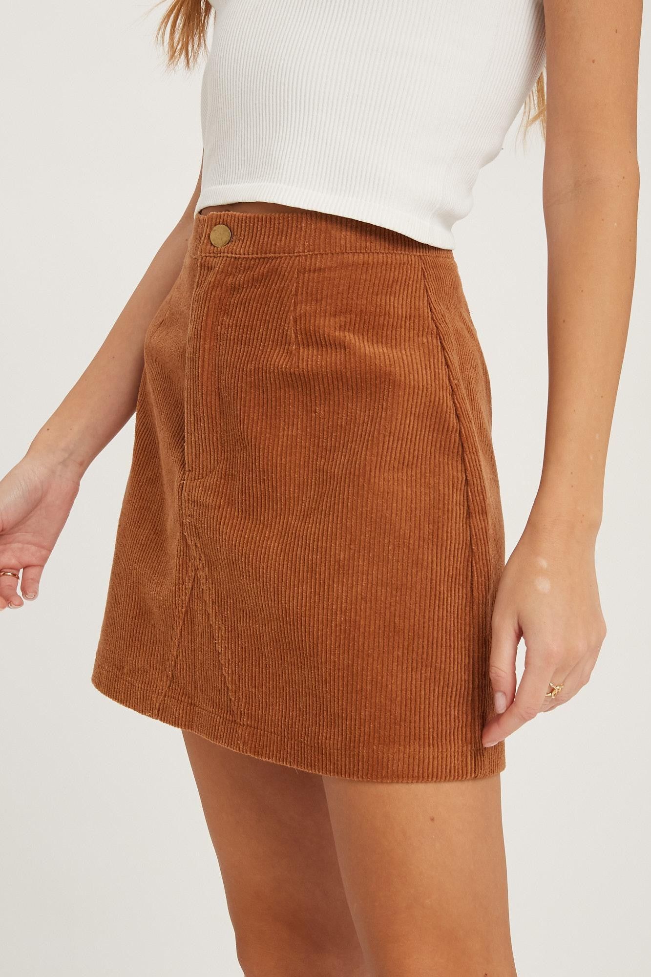 Brown Corduroy Mini Skirt sold by Pinkblush product image thumbnail 3