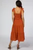 Rust Bow Strap Tiered Midi Dress sold by Pinkblush