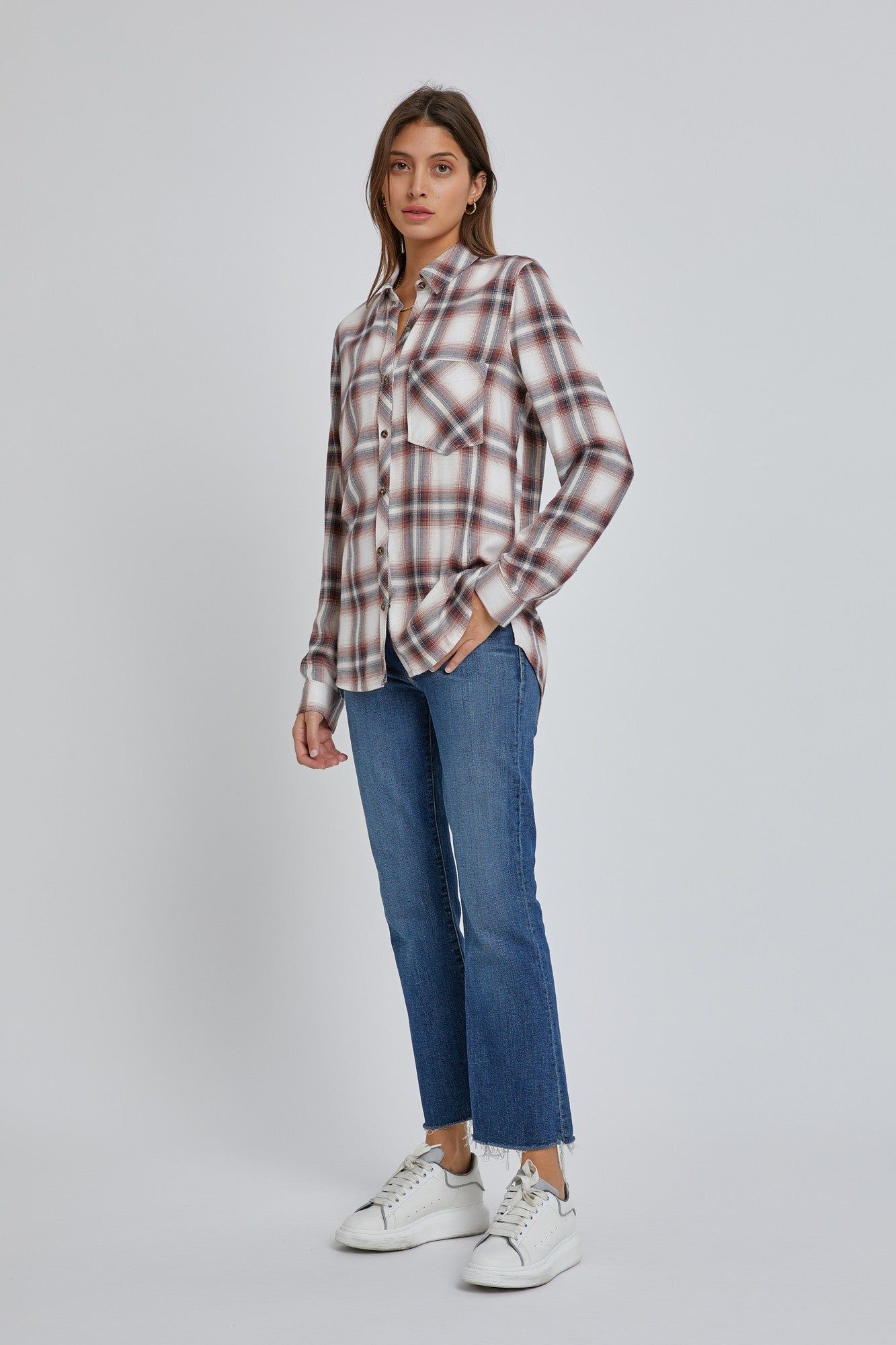 Rust Plaid Button Down Top sold by Pinkblush product image thumbnail 3