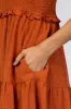 Rust Bow Strap Tiered Midi Dress sold by Pinkblush
