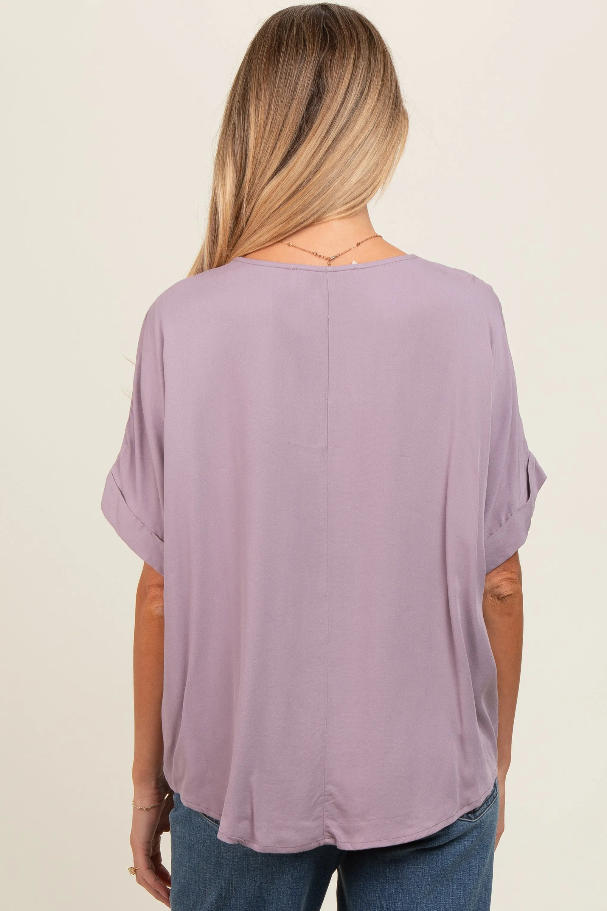 Lavender V-Neck Pin-Tuck Detail Maternity Top sold by Pinkblush product image thumbnail 4