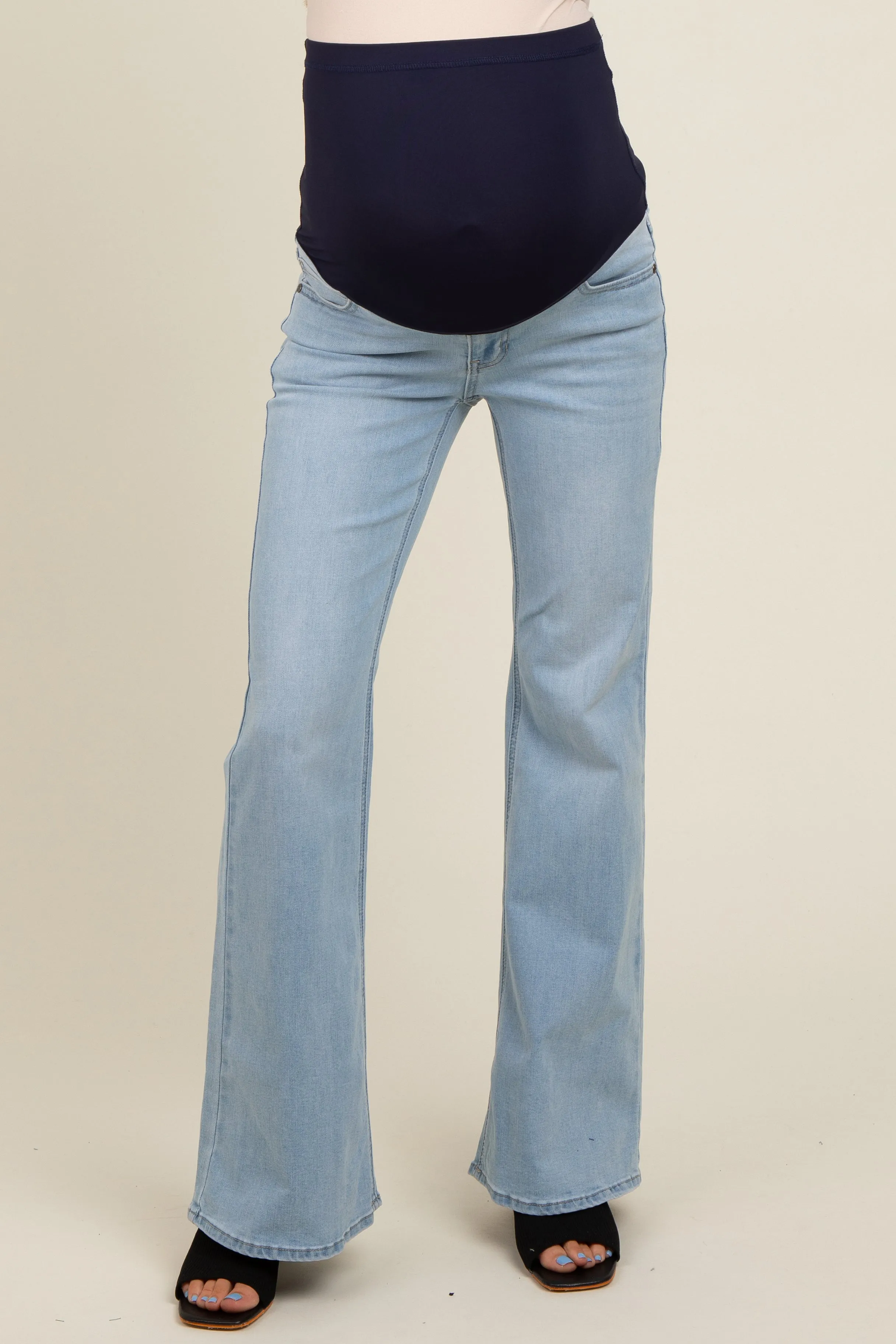 Light Blue Flare Leg Maternity Jeans sold by Pinkblush product image thumbnail 2
