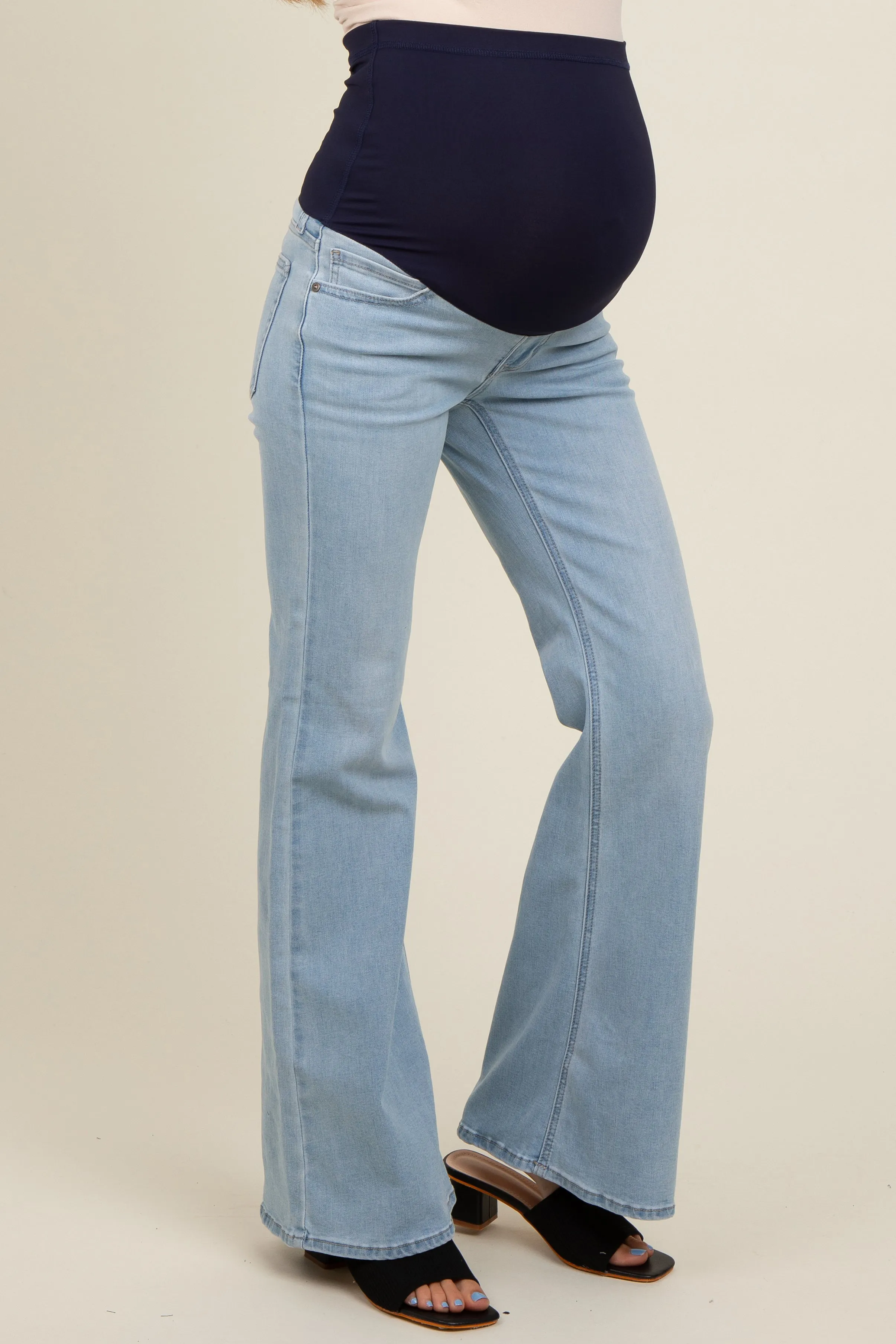Light Blue Flare Leg Maternity Jeans sold by Pinkblush product image thumbnail 3