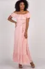 Pink Off Shoulder Tassel Tie Maternity Maxi Dress sold by Pinkblush