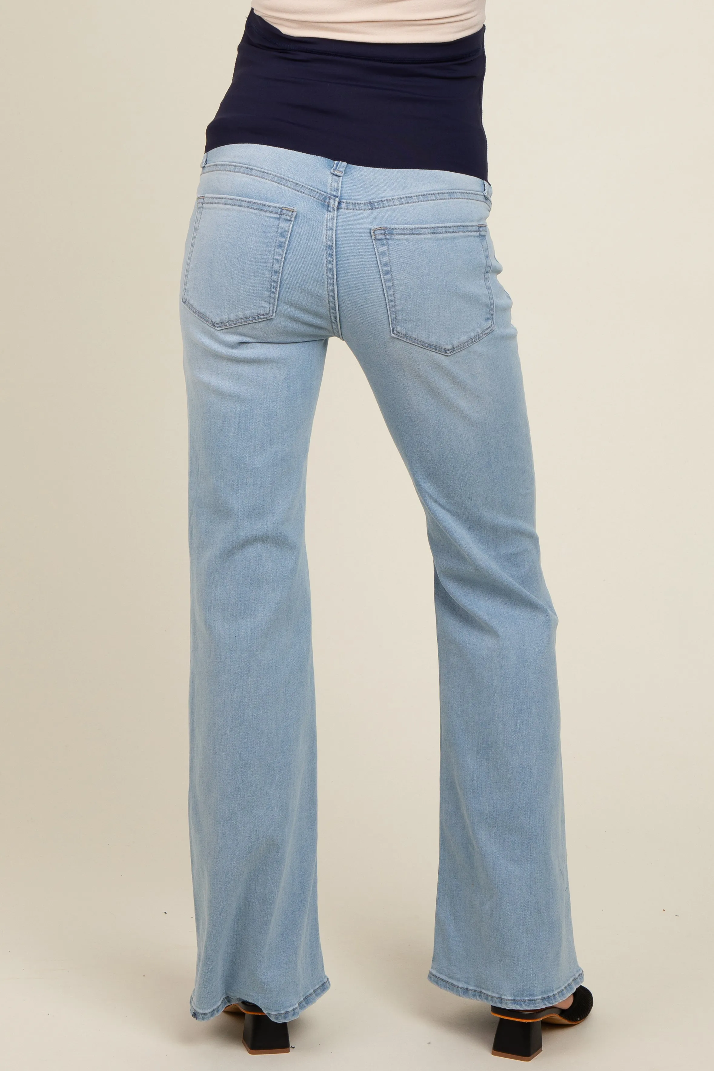 Light Blue Flare Leg Maternity Jeans sold by Pinkblush product image thumbnail 4
