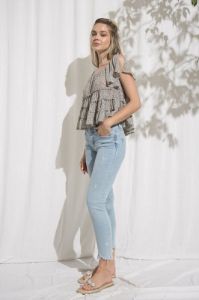 Sage Floral Tier Ruffled Top sold by Pinkblush