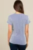 Royal Blue Ribbed Split Neckline Maternity Short Sleeve Top sold by Pinkblush