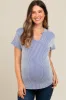 Royal Blue Ribbed Split Neckline Maternity Short Sleeve Top sold by Pinkblush