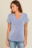 Royal Blue Ribbed Split Neckline Maternity Short Sleeve Top sold by Pinkblush