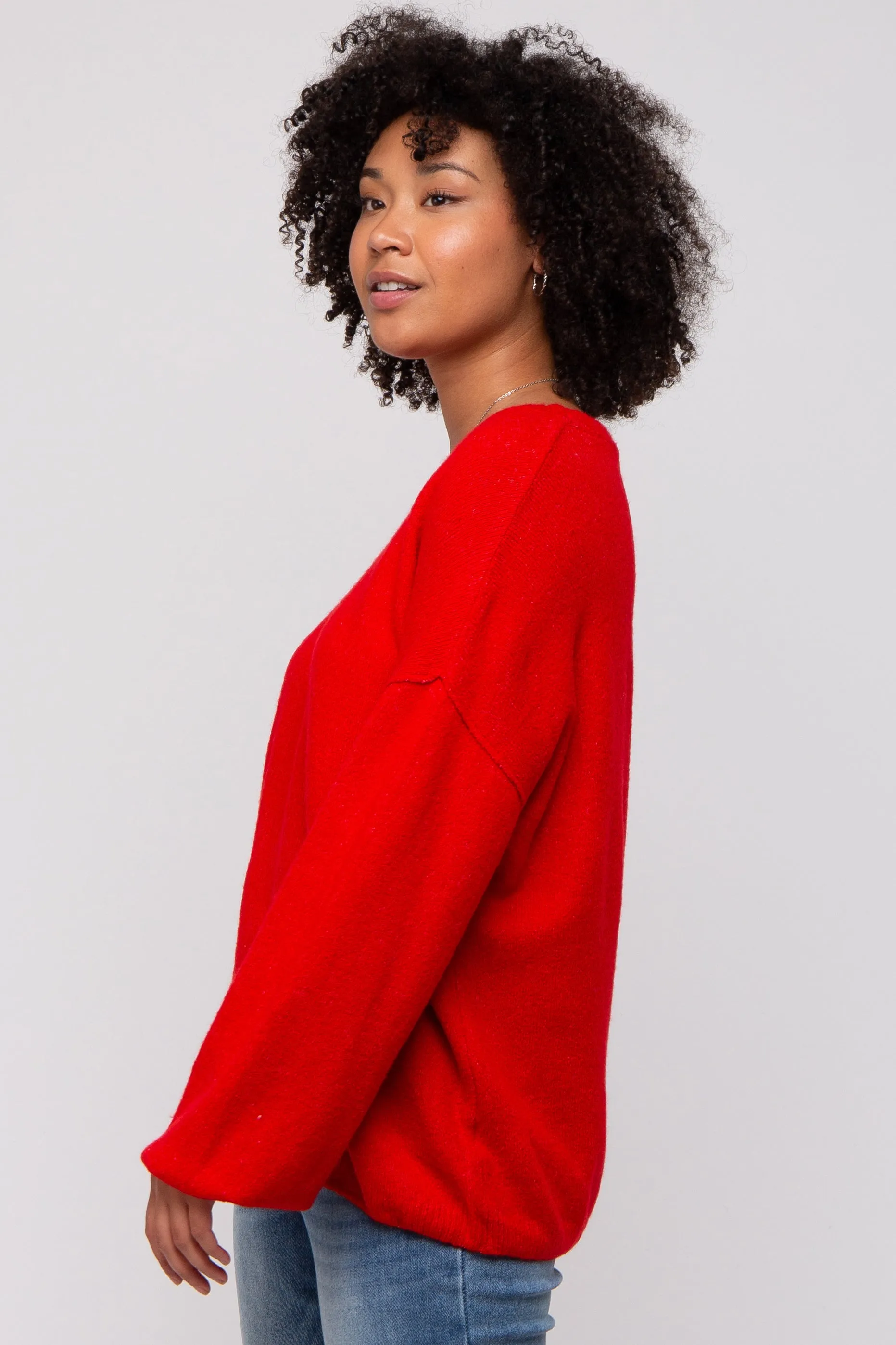 Red Basic Drop Shoulder Sweater sold by Pinkblush product image thumbnail 2