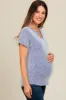 Royal Blue Ribbed Split Neckline Maternity Short Sleeve Top sold by Pinkblush
