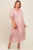 Light Pink Floral Front Tie Button Up Maternity Plus Maxi Dress sold by Pinkblush