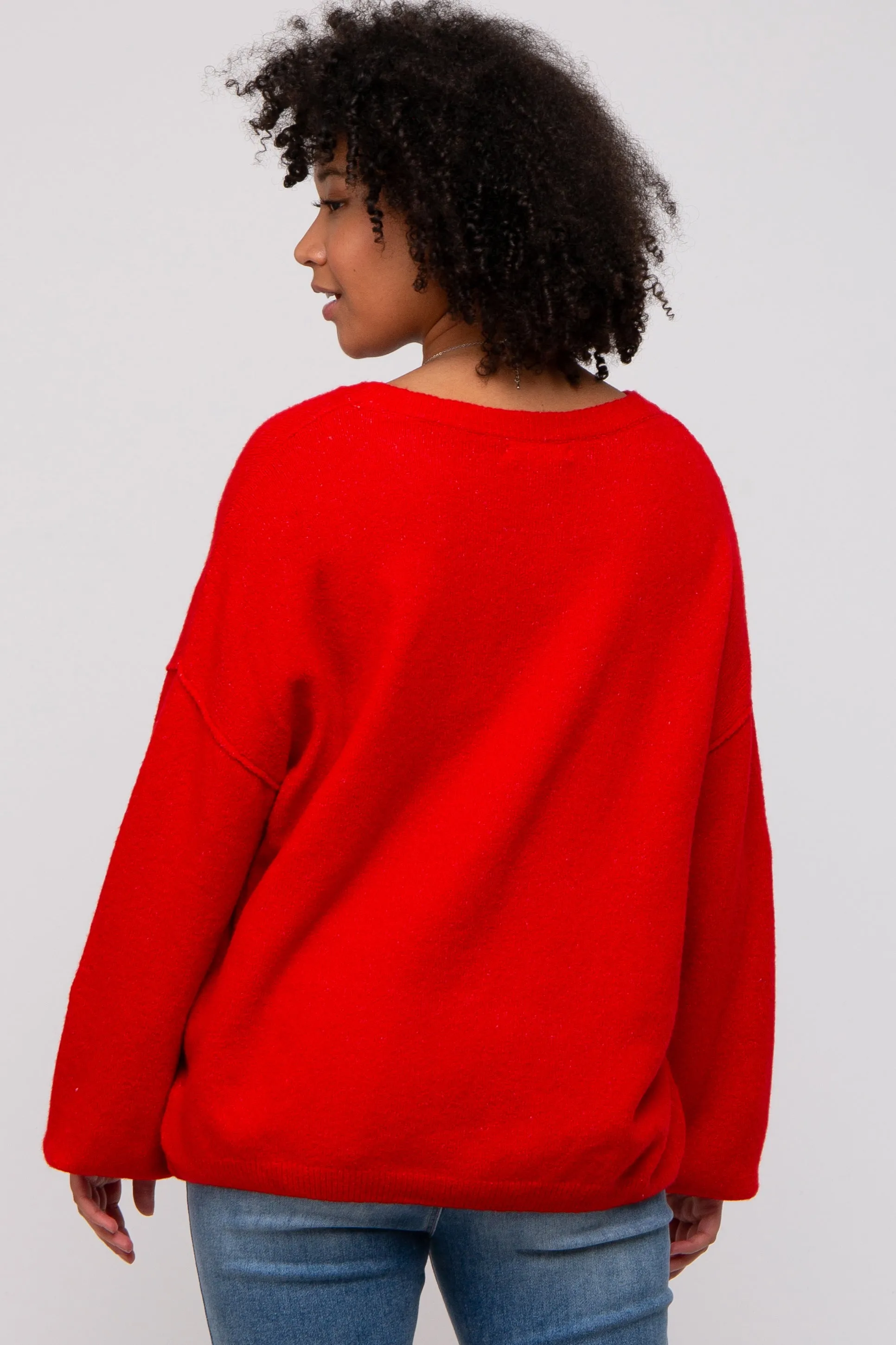 Red Basic Drop Shoulder Sweater sold by Pinkblush product image thumbnail 3