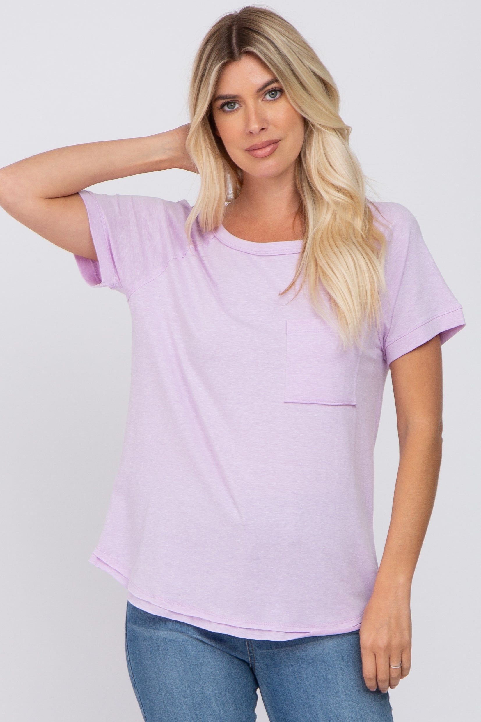 Lavender Pocket Tee sold by Pinkblush
