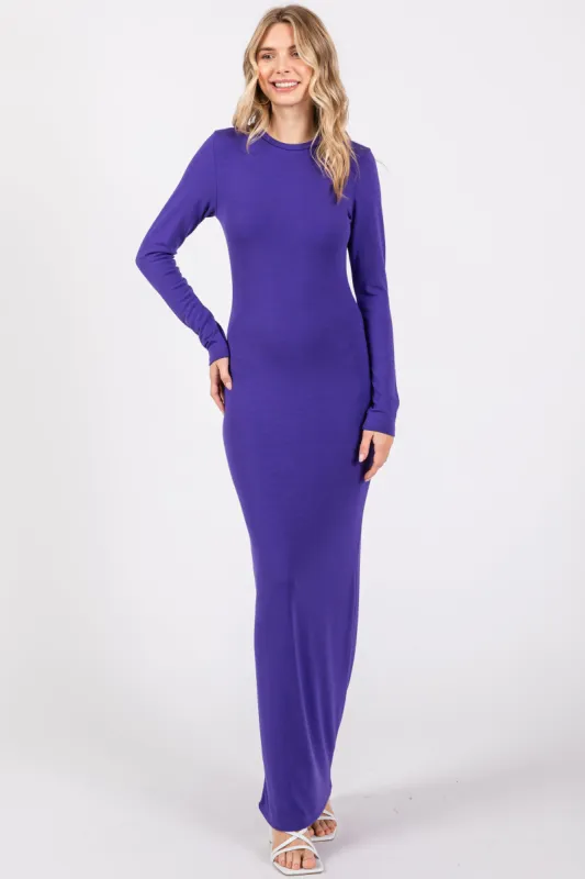Violet Long Sleeve Fitted Maxi Dress made by Pinkblush