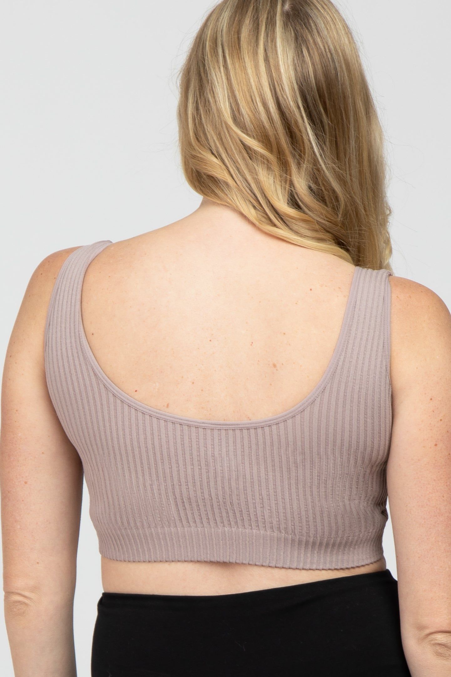 Mauve Ribbed Scoop Neck Seamless Maternity Sports Bra sold by Pinkblush product image thumbnail 4