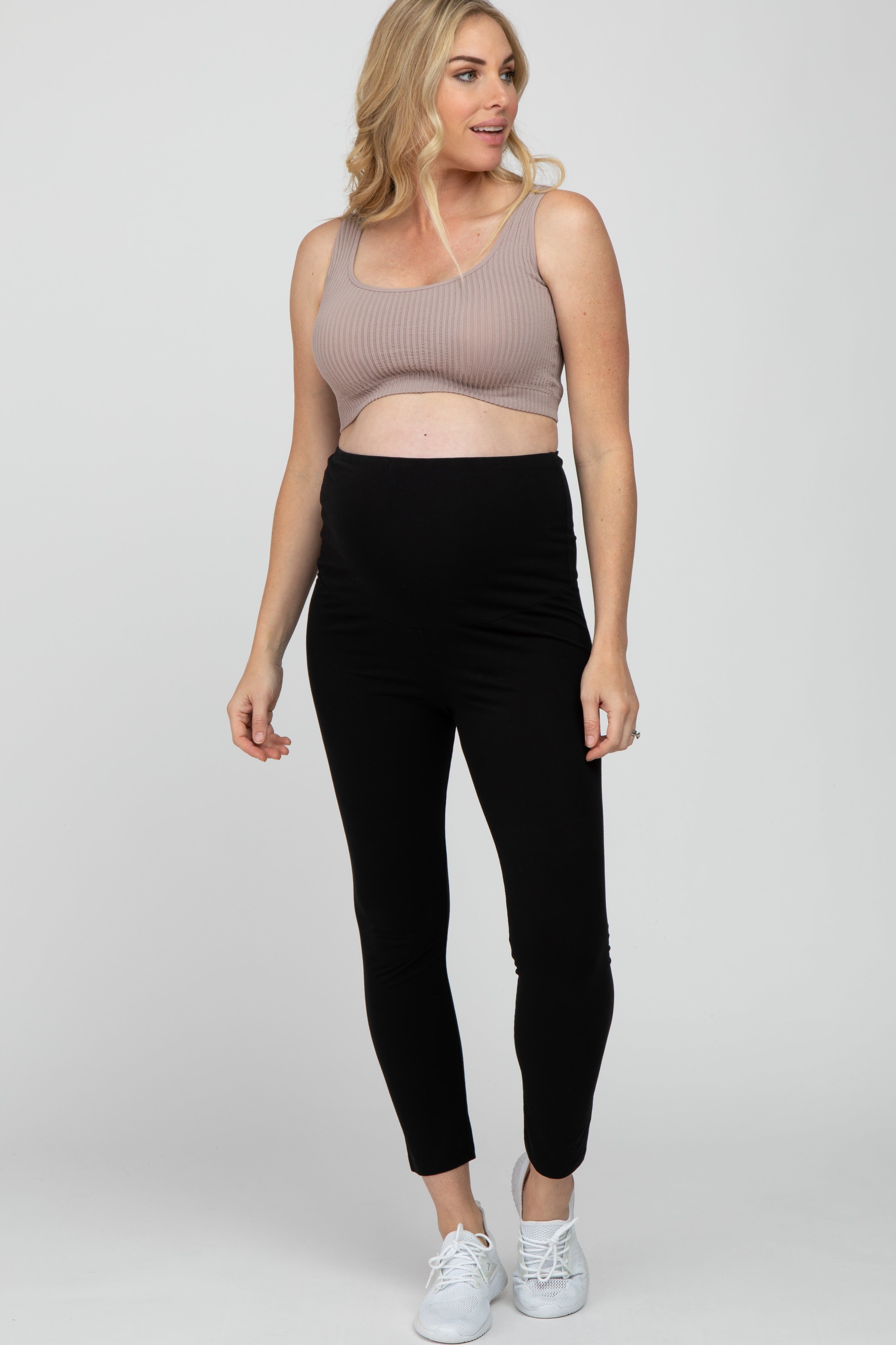 Mauve Ribbed Scoop Neck Seamless Maternity Sports Bra sold by Pinkblush