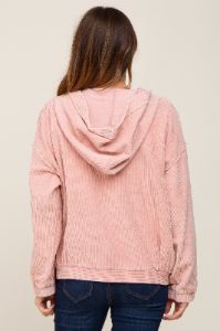 Light Pink Corduroy Button Up Hooded Jacket sold by Pinkblush