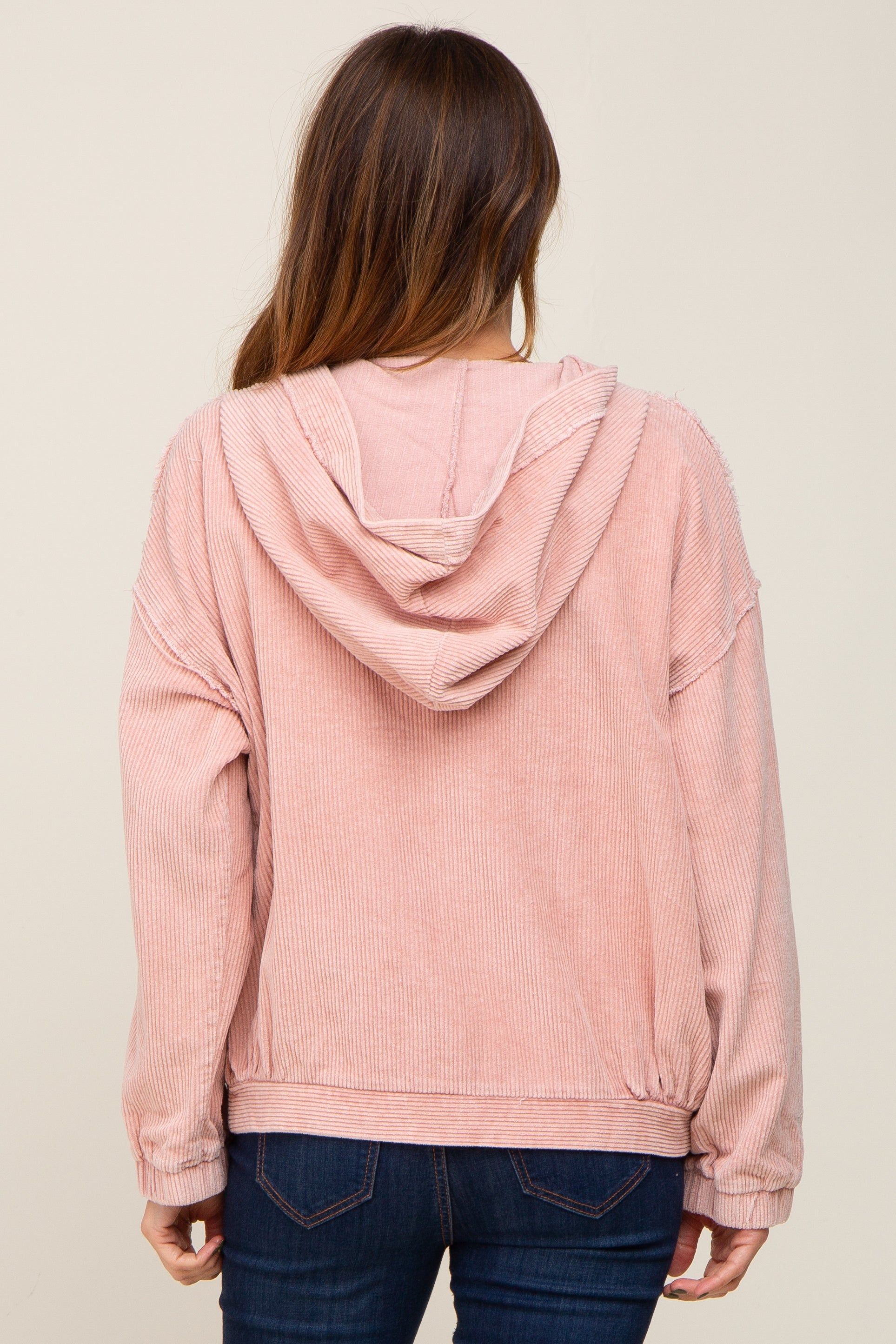 Light Pink Corduroy Button Up Hooded Jacket sold by Pinkblush product image thumbnail 3