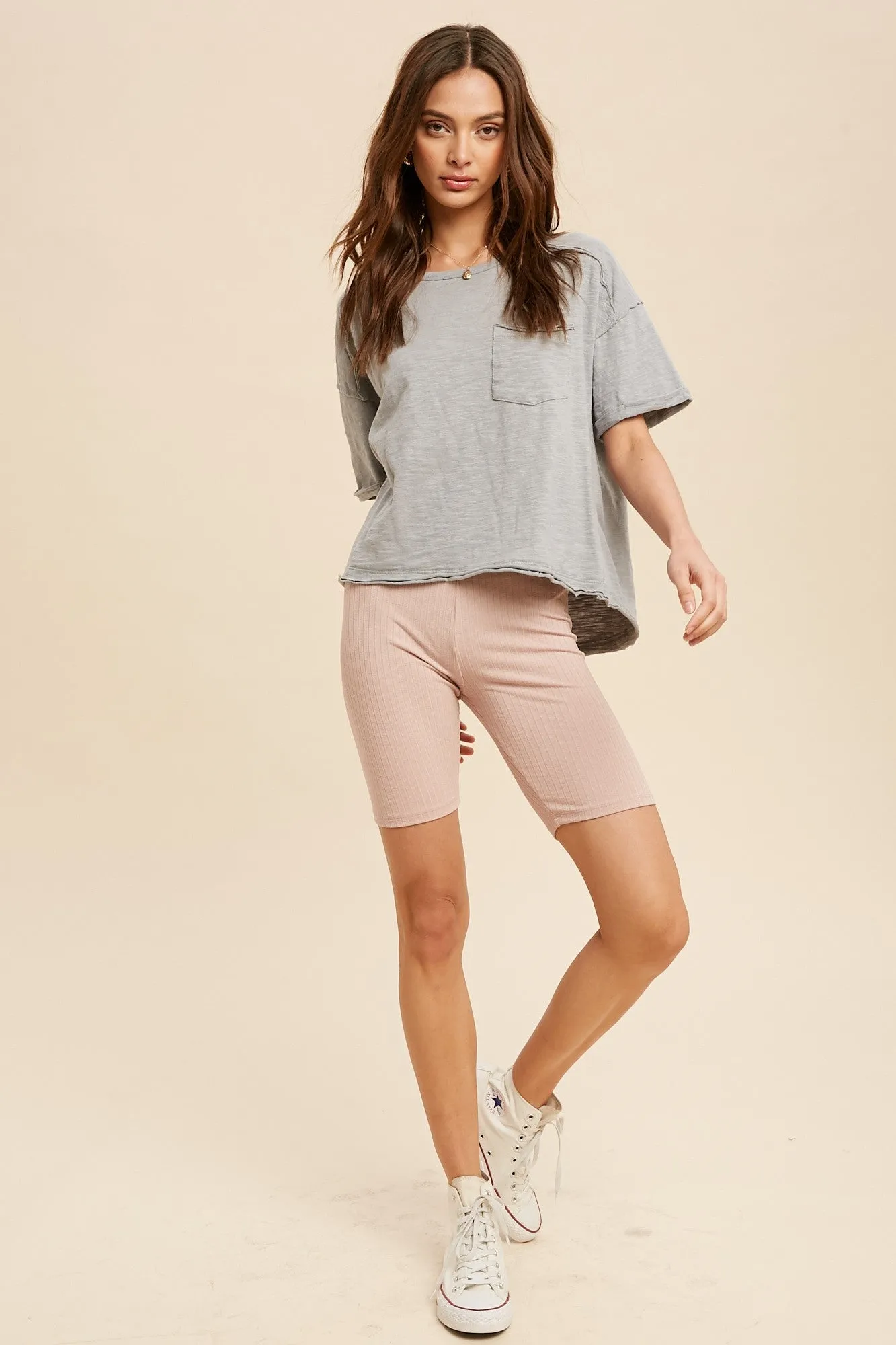 Chambray Garment Washed Short Sleeve Pocket Tee sold by Pinkblush product image thumbnail 4