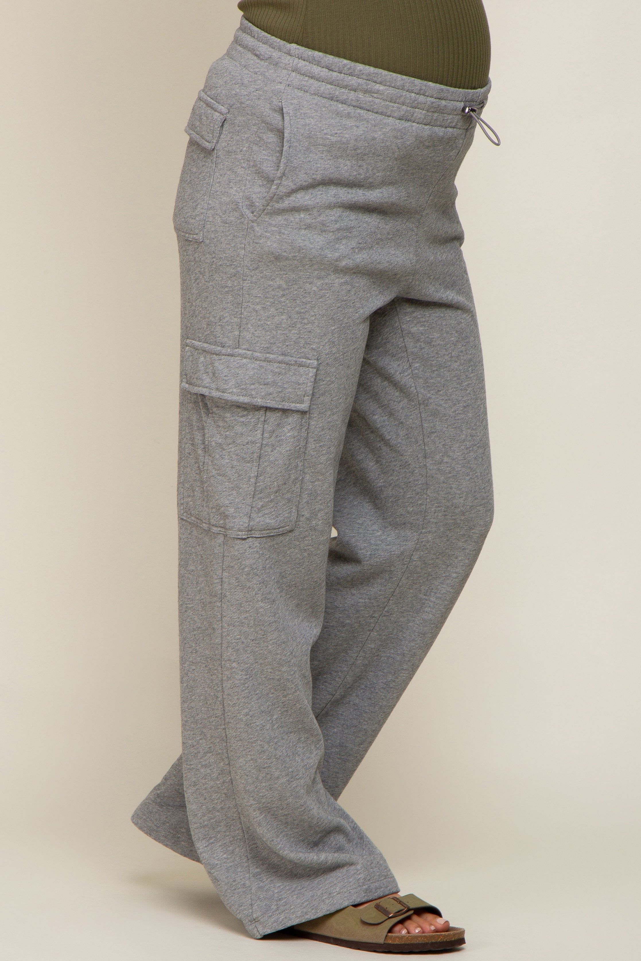 Grey Pocketed Maternity Lounge Pants sold by Pinkblush product image thumbnail 3