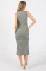 Olive Sleeveless Ribbed Ruched Dress sold by Pinkblush