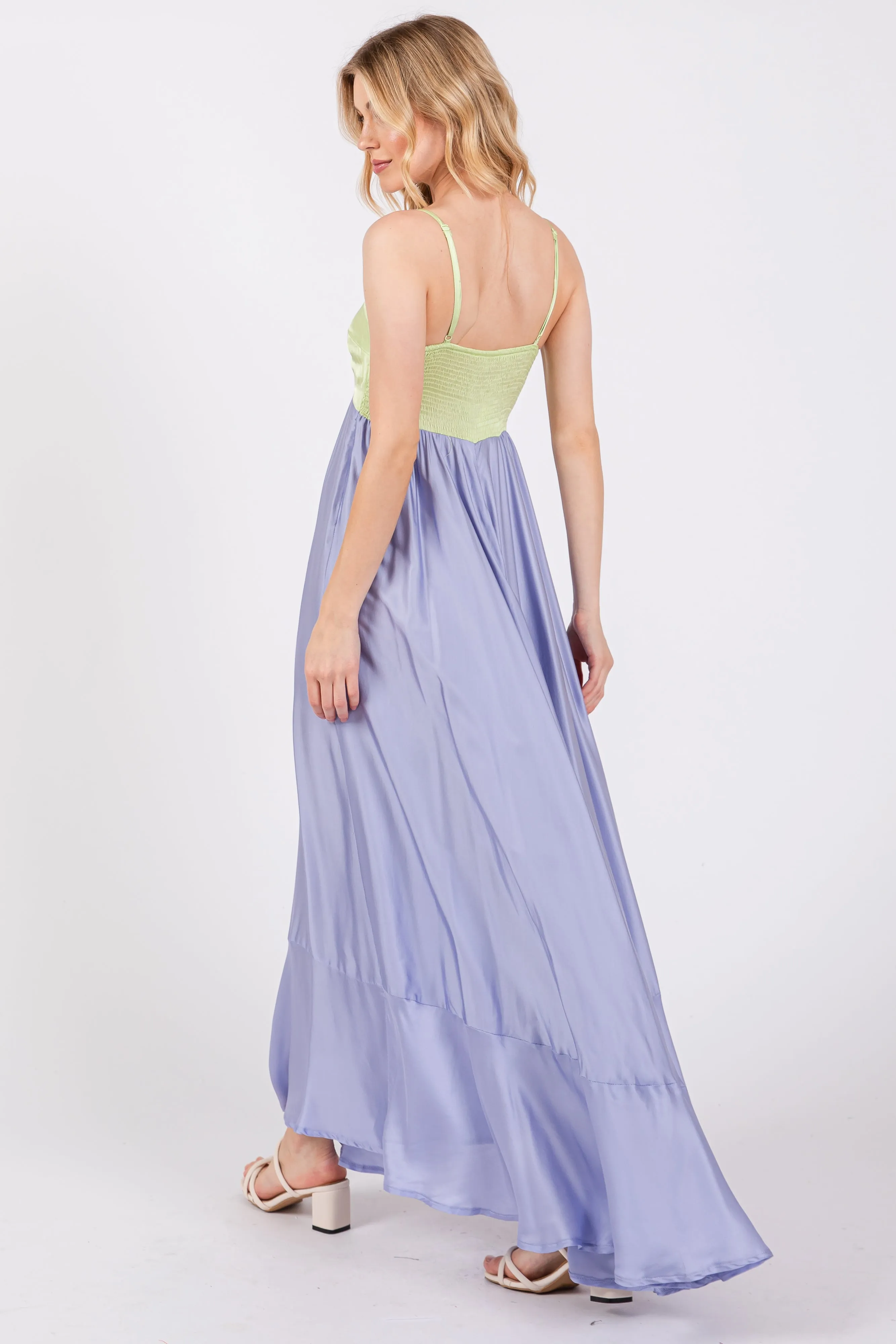 Lime Colorblock Sleeveless Satin Dress sold by Pinkblush product image thumbnail 4