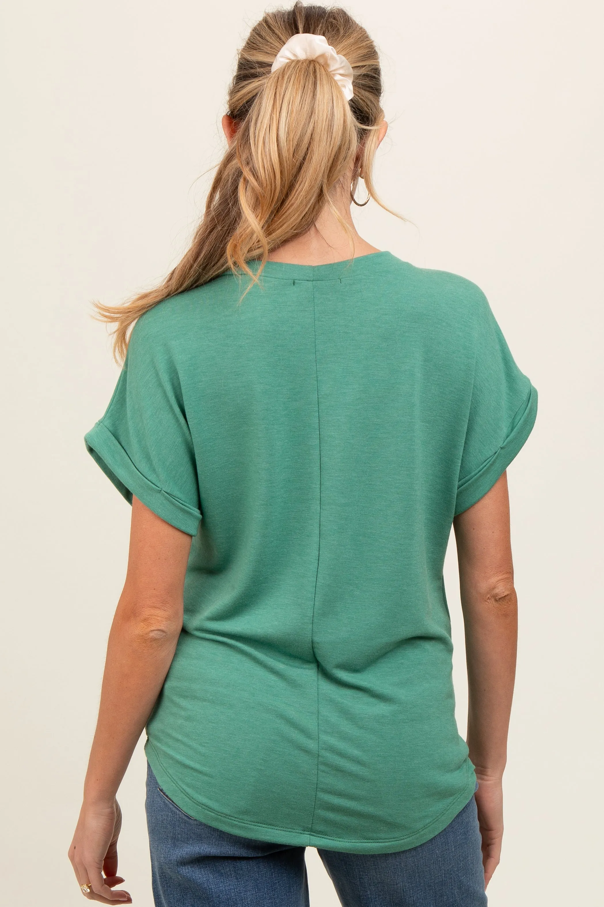 Green Short Sleeve Terry Maternity Top sold by Pinkblush product image thumbnail 3