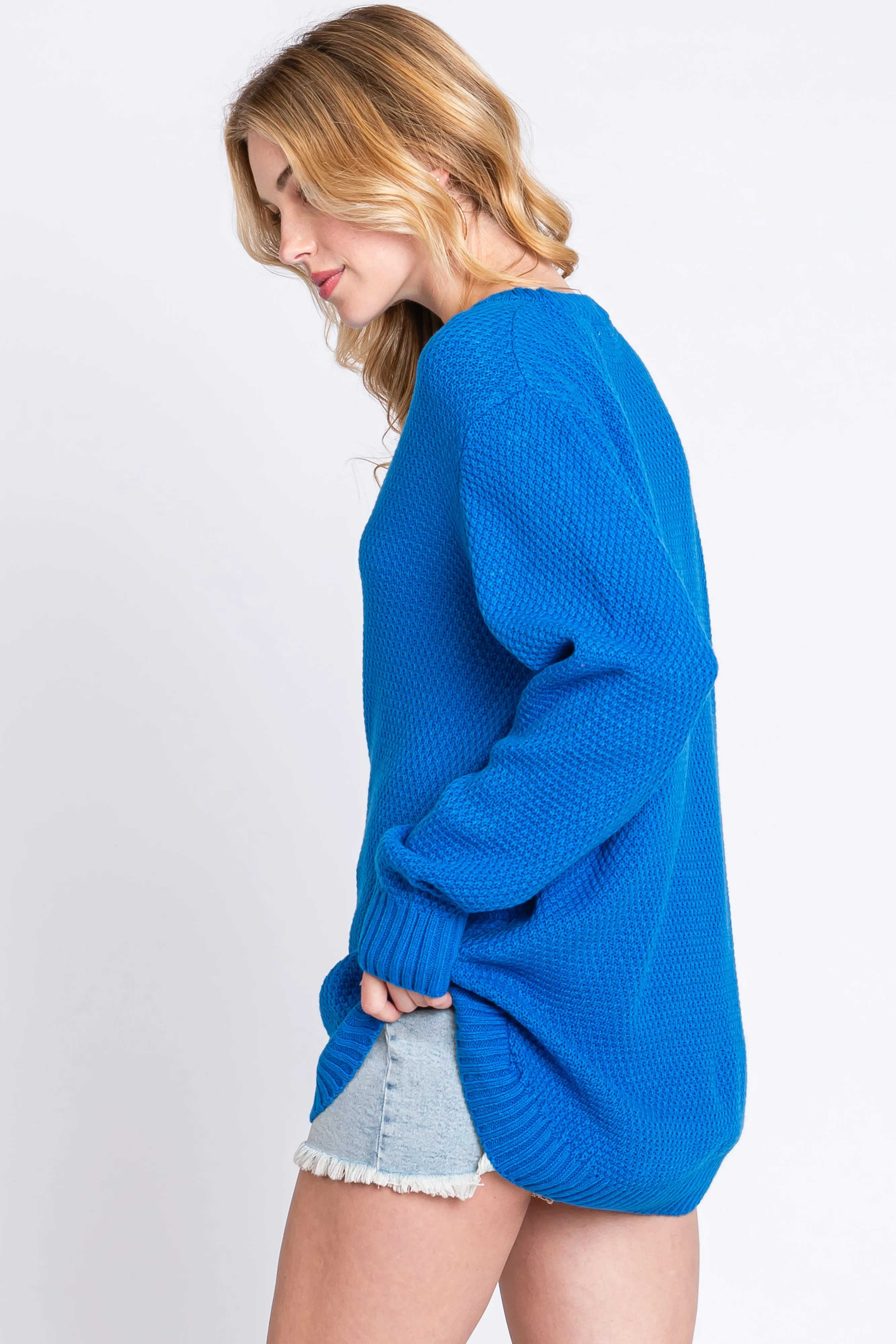 Blue Knit Pullover Sweater sold by Pinkblush product image thumbnail 3
