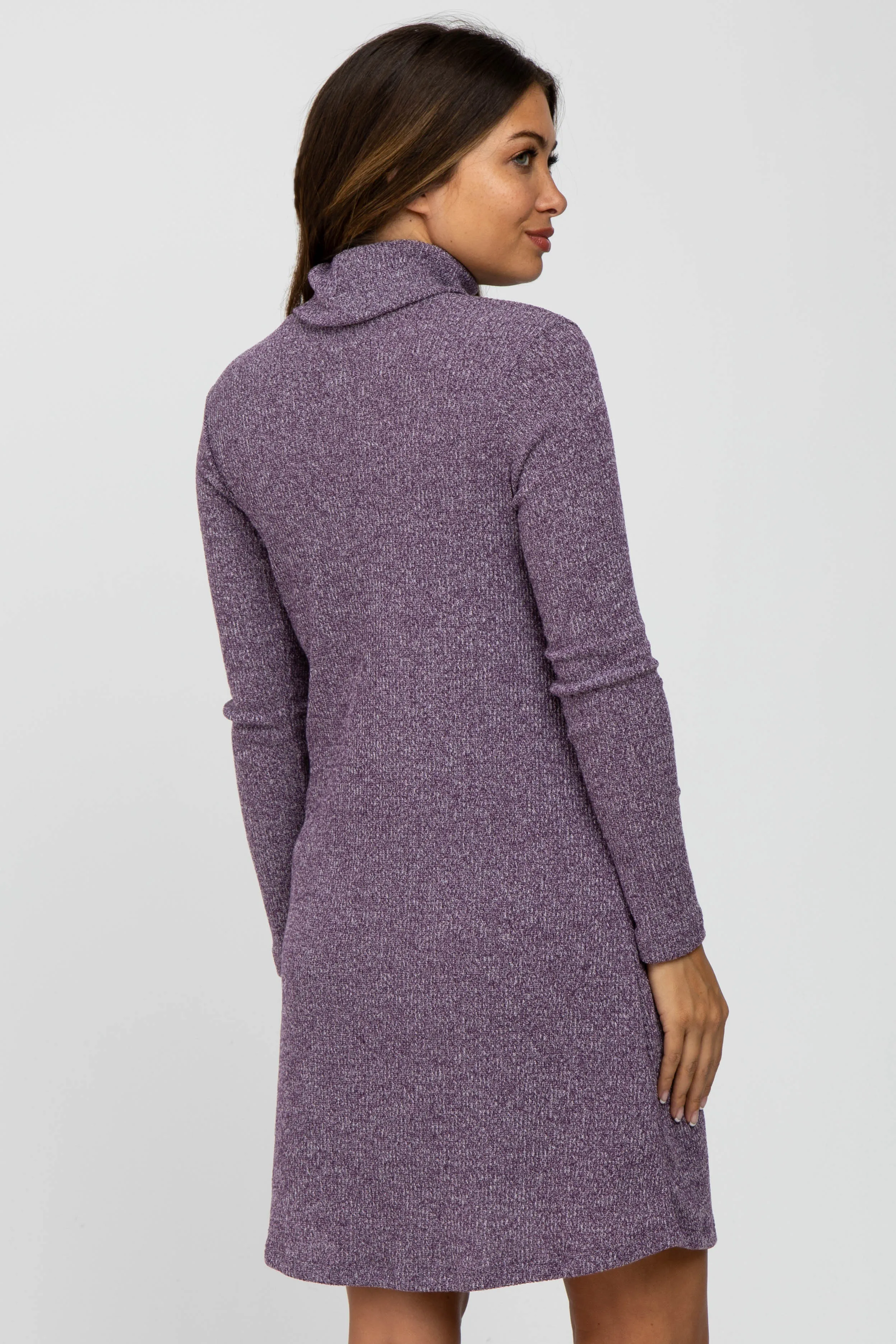 Purple Ribbed Turtleneck Maternity Dress sold by Pinkblush product image thumbnail 4