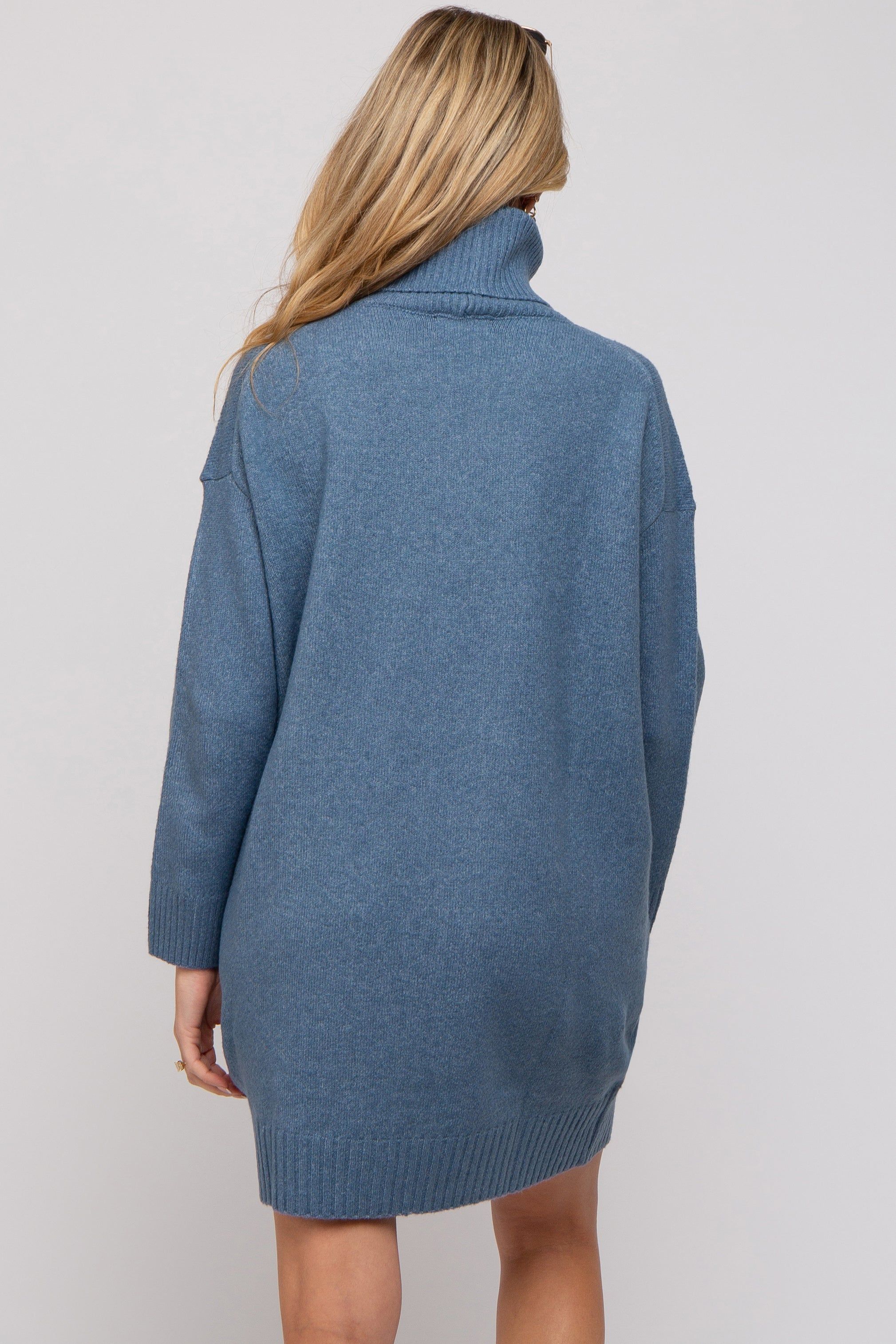Blue Turtleneck Maternity Sweater Mini Dress sold by Pinkblush product image thumbnail 3