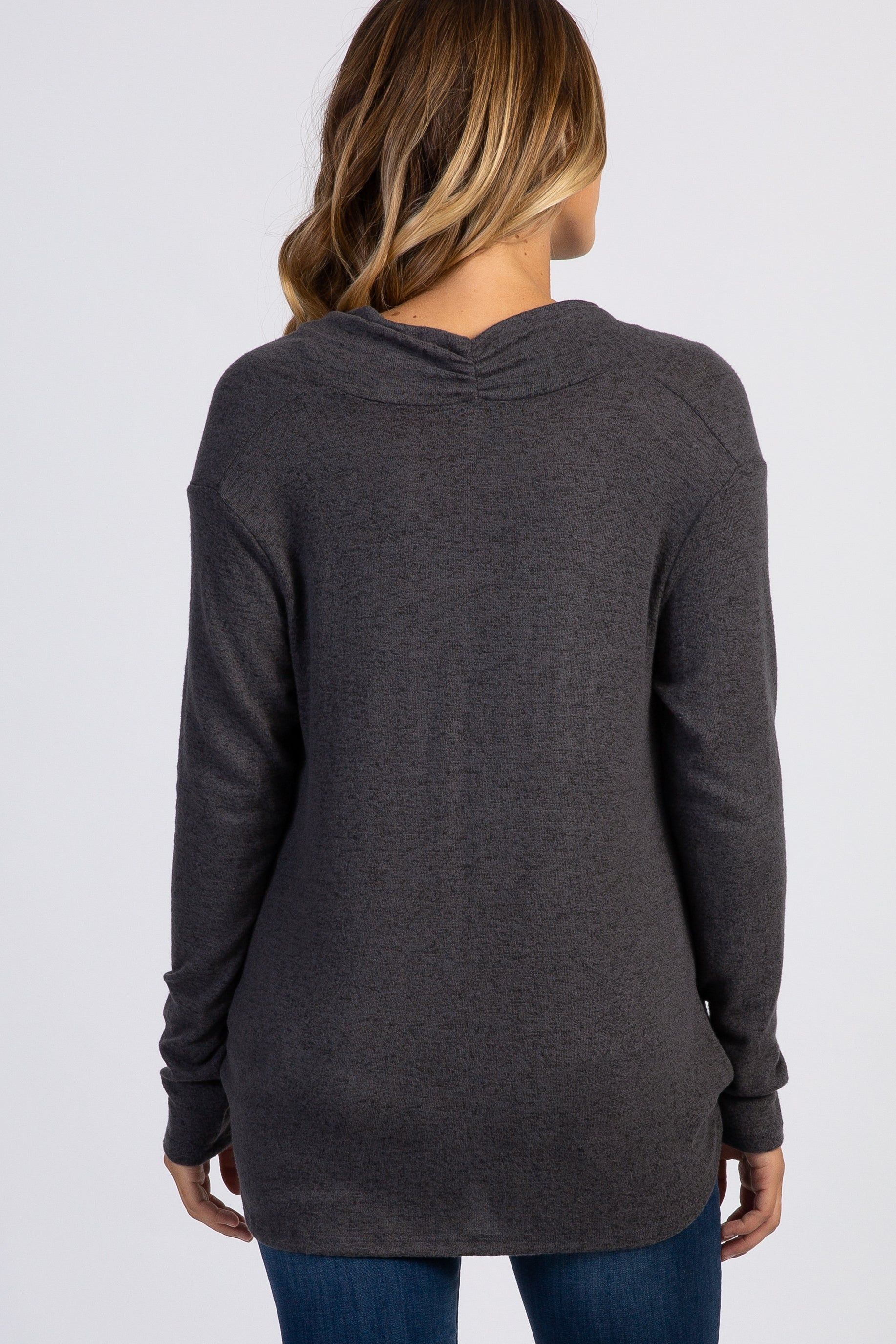 PinkBlush Charcoal Grey Draped Wrap V-Neck Maternity Nursing Top sold by Pinkblush product image thumbnail 3