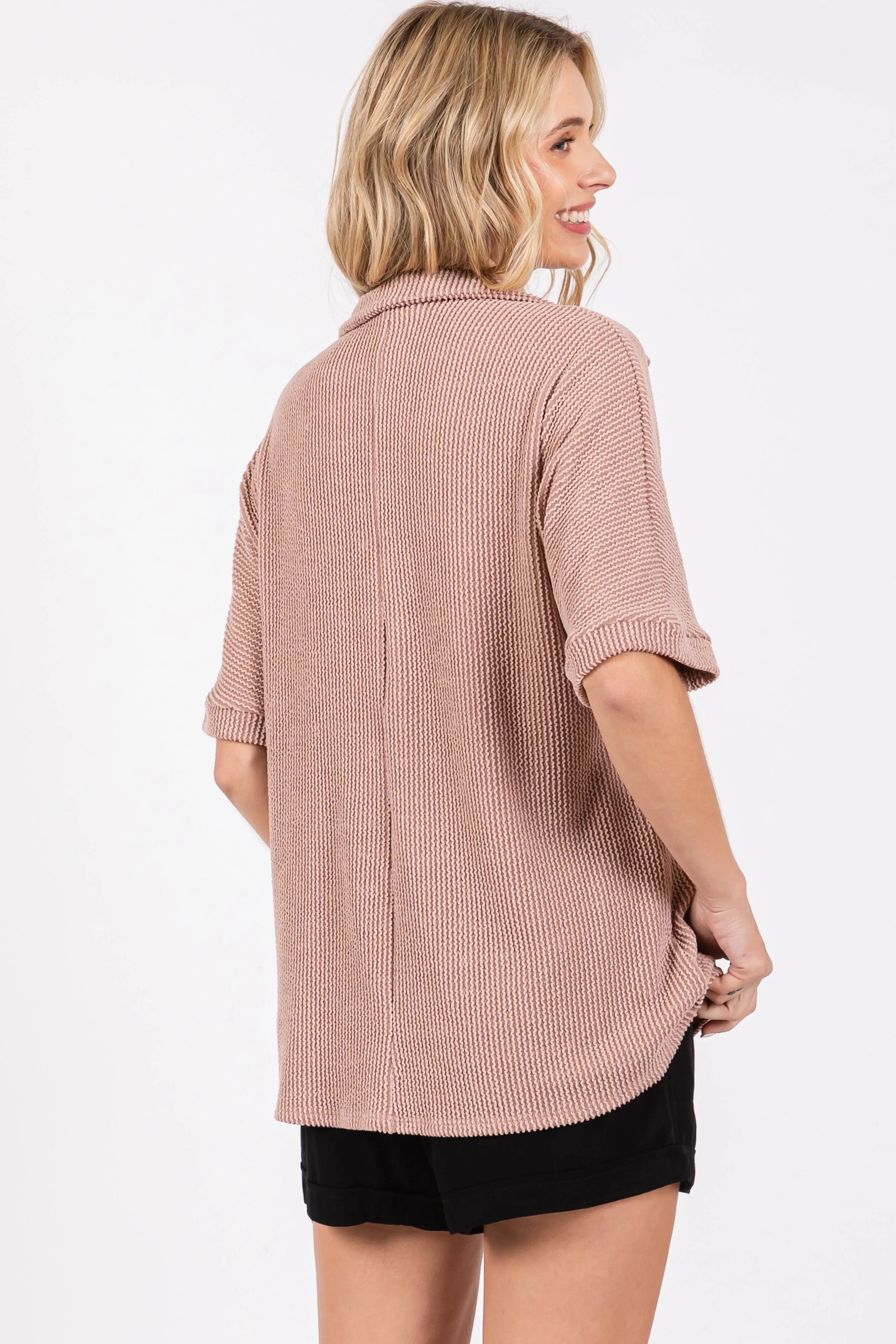 Mocha Ribbed Collared Top sold by Pinkblush product image thumbnail 4