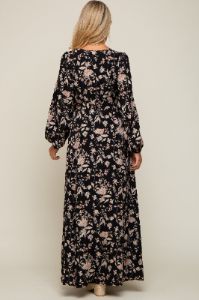 Black Floral Wrap Maternity Maxi Dress sold by Pinkblush