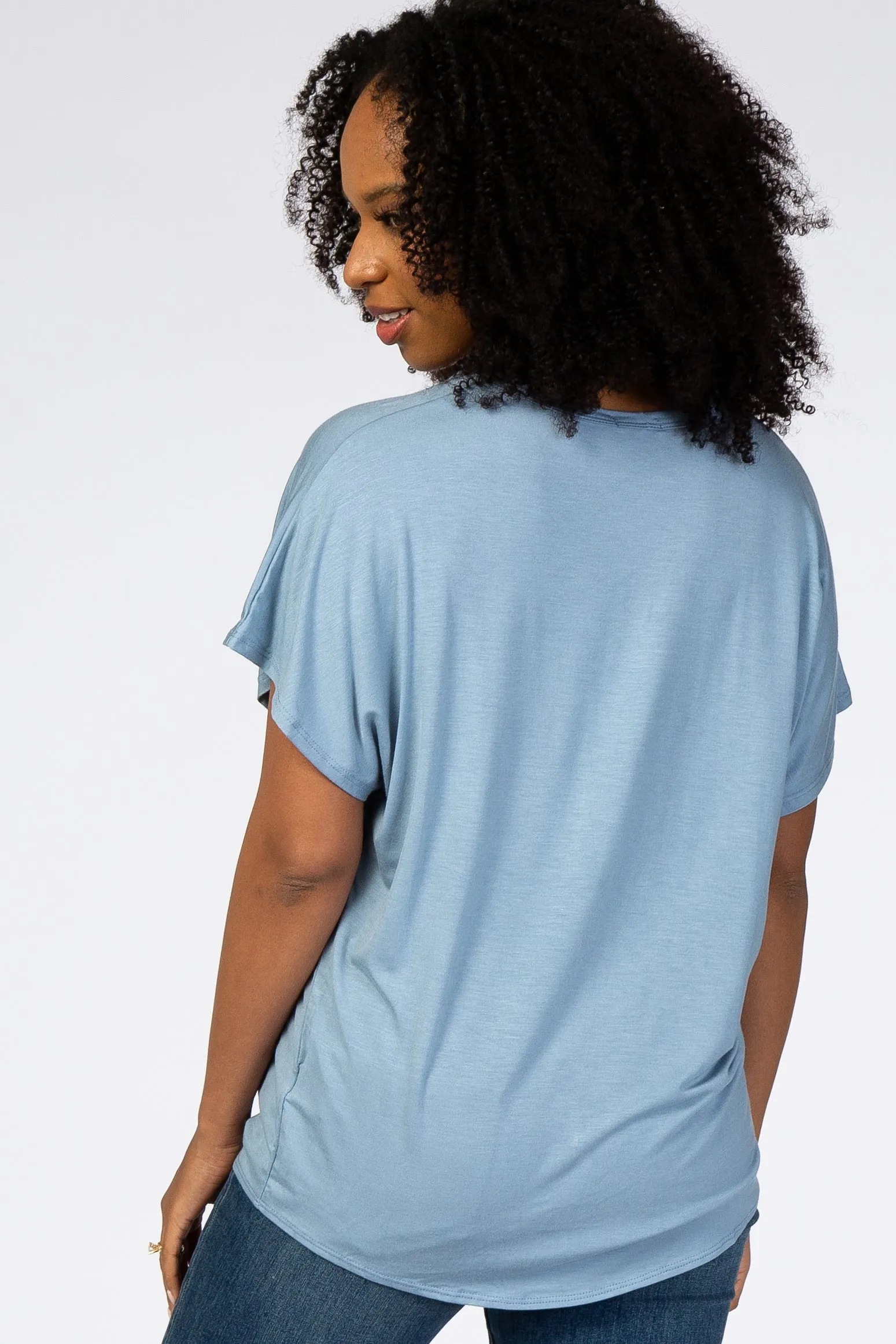 Light Blue Tie Front Short Sleeve Top sold by Pinkblush product image thumbnail 3