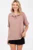 Mocha Ribbed Collared Top sold by Pinkblush