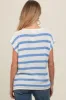 Blue Striped Knit Maternity Short Sleeve Top sold by Pinkblush