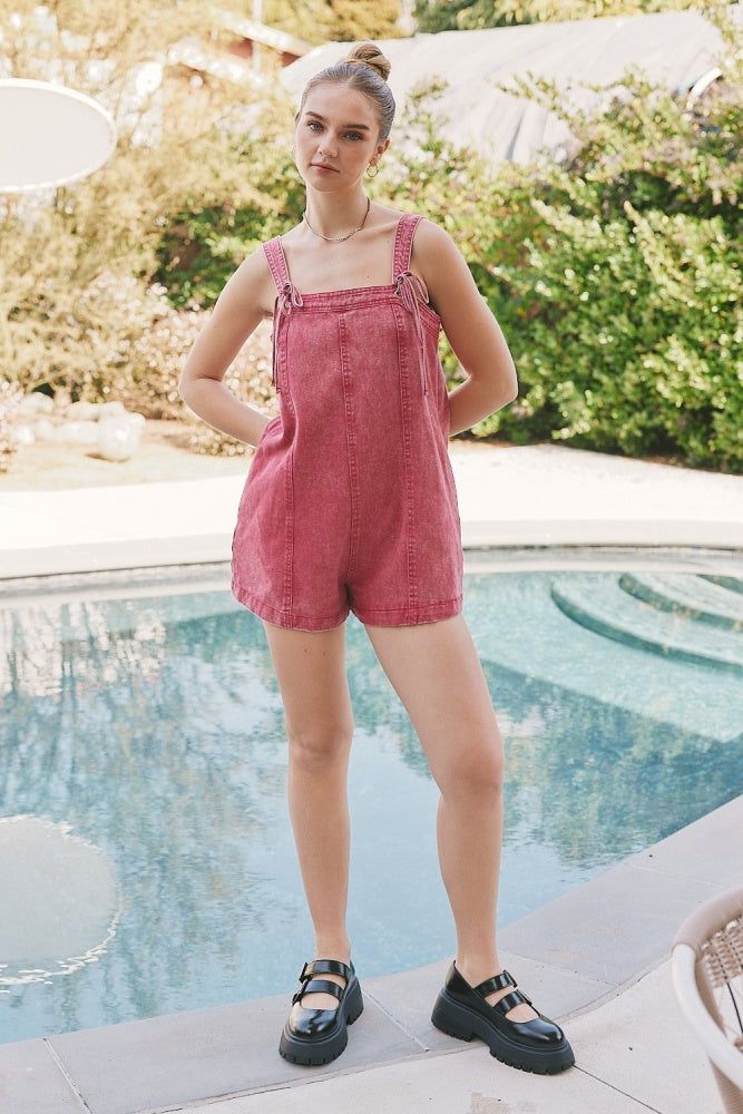 Berry Ribbon Detail Overall Romper sold by Pinkblush product image thumbnail 4