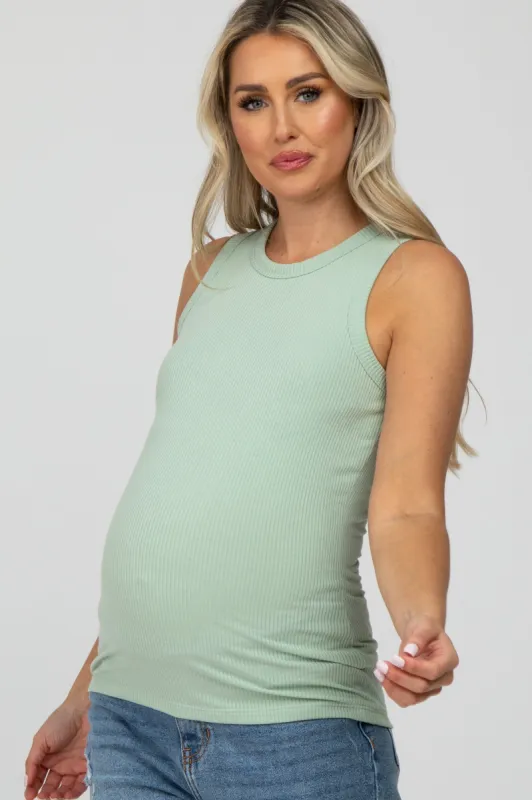 Mint Green Ribbed Maternity Tank Top sold by Pinkblush