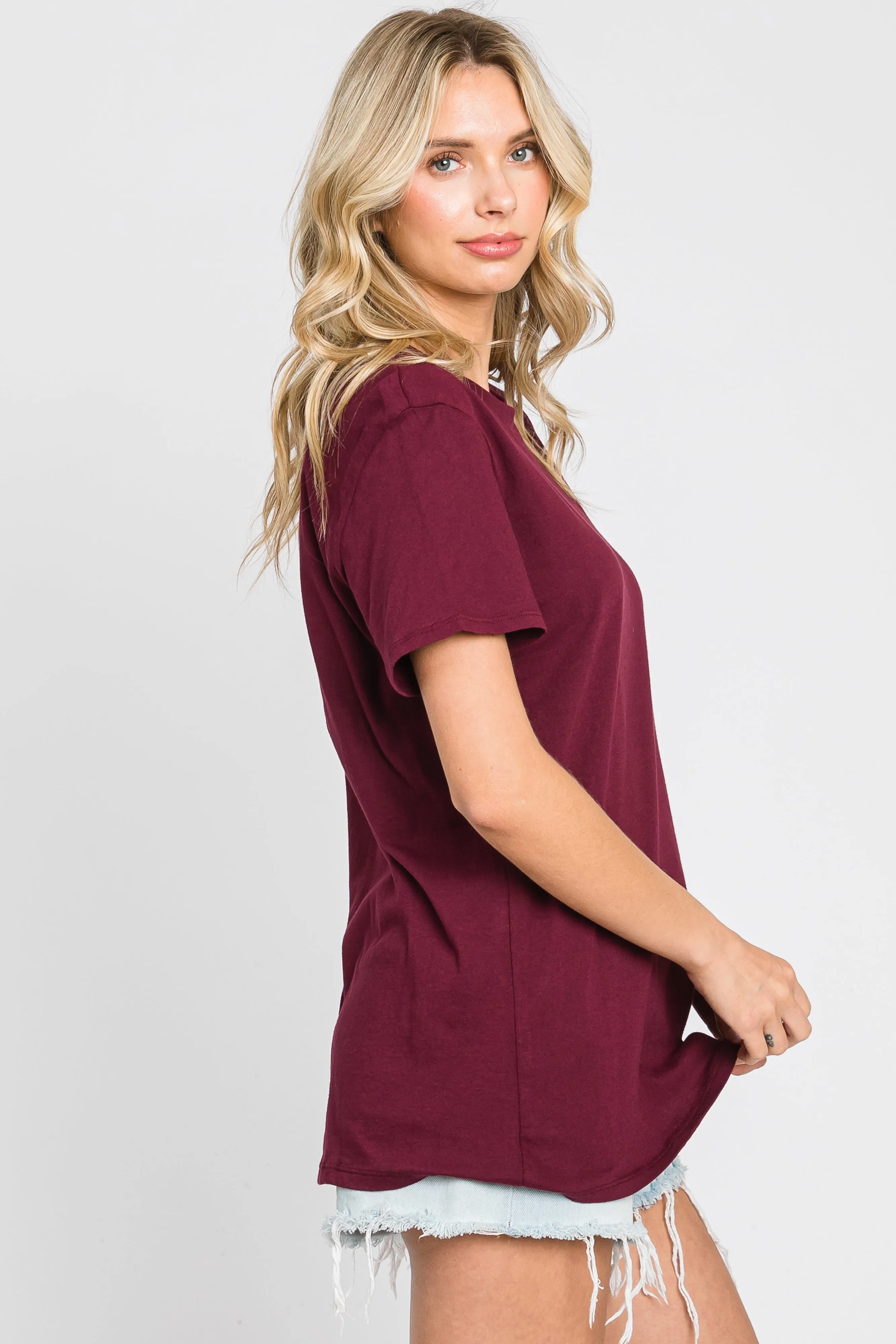 Burgundy Oversized Short Sleeve Top sold by Pinkblush product image thumbnail 2