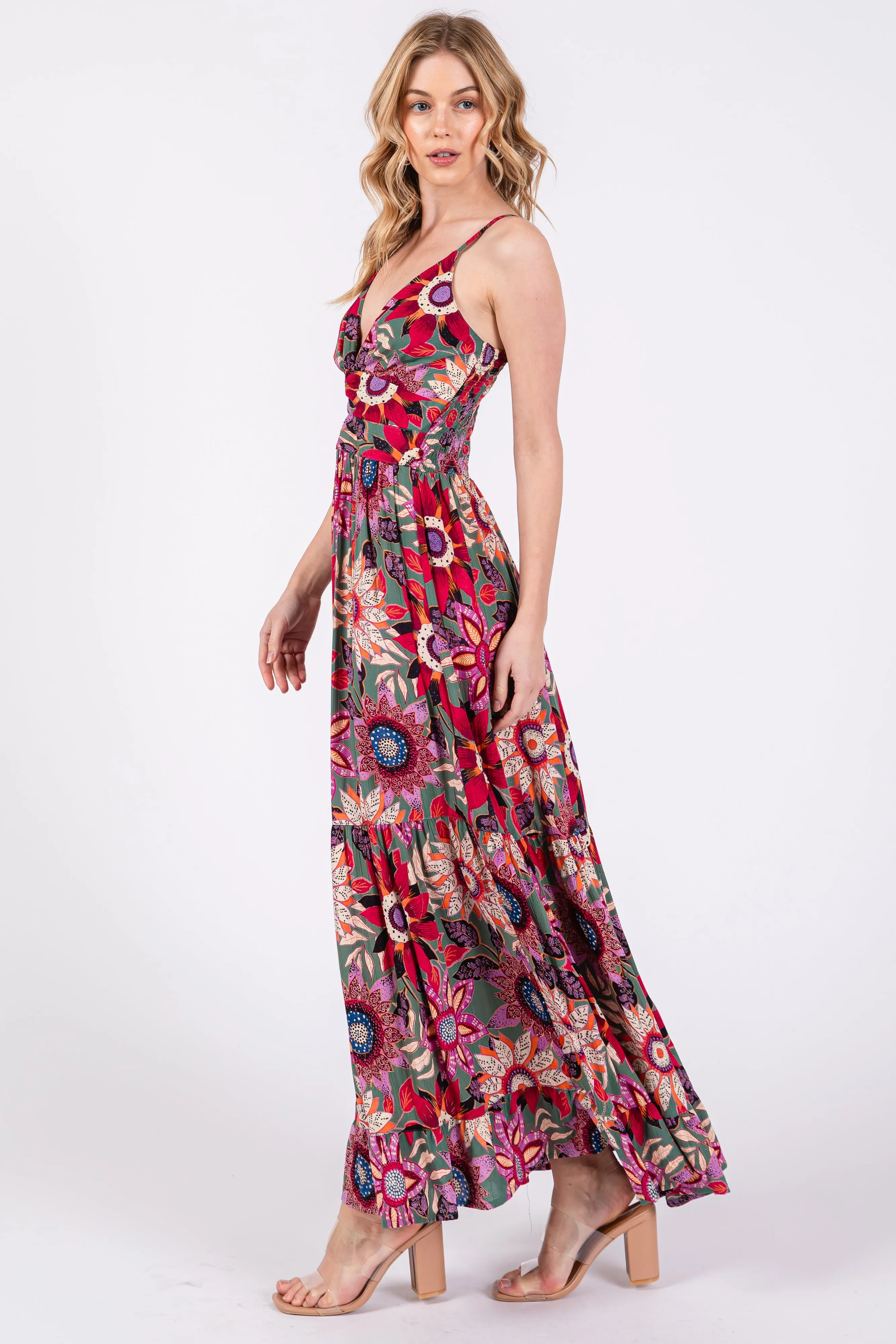 Multicolor Floral Front Twist Maxi Dress sold by Pinkblush product image thumbnail 2