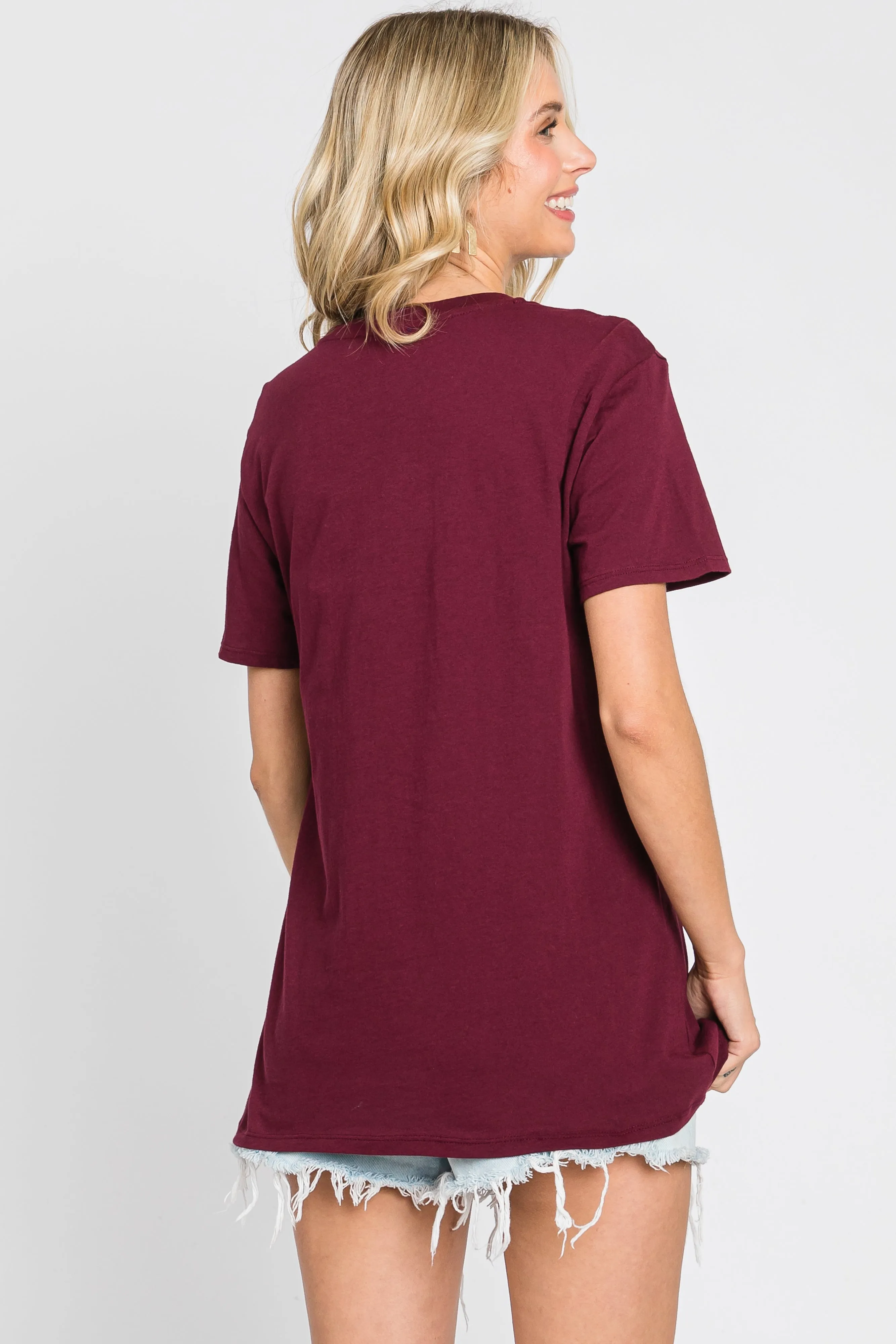 Burgundy Oversized Short Sleeve Top sold by Pinkblush product image thumbnail 3