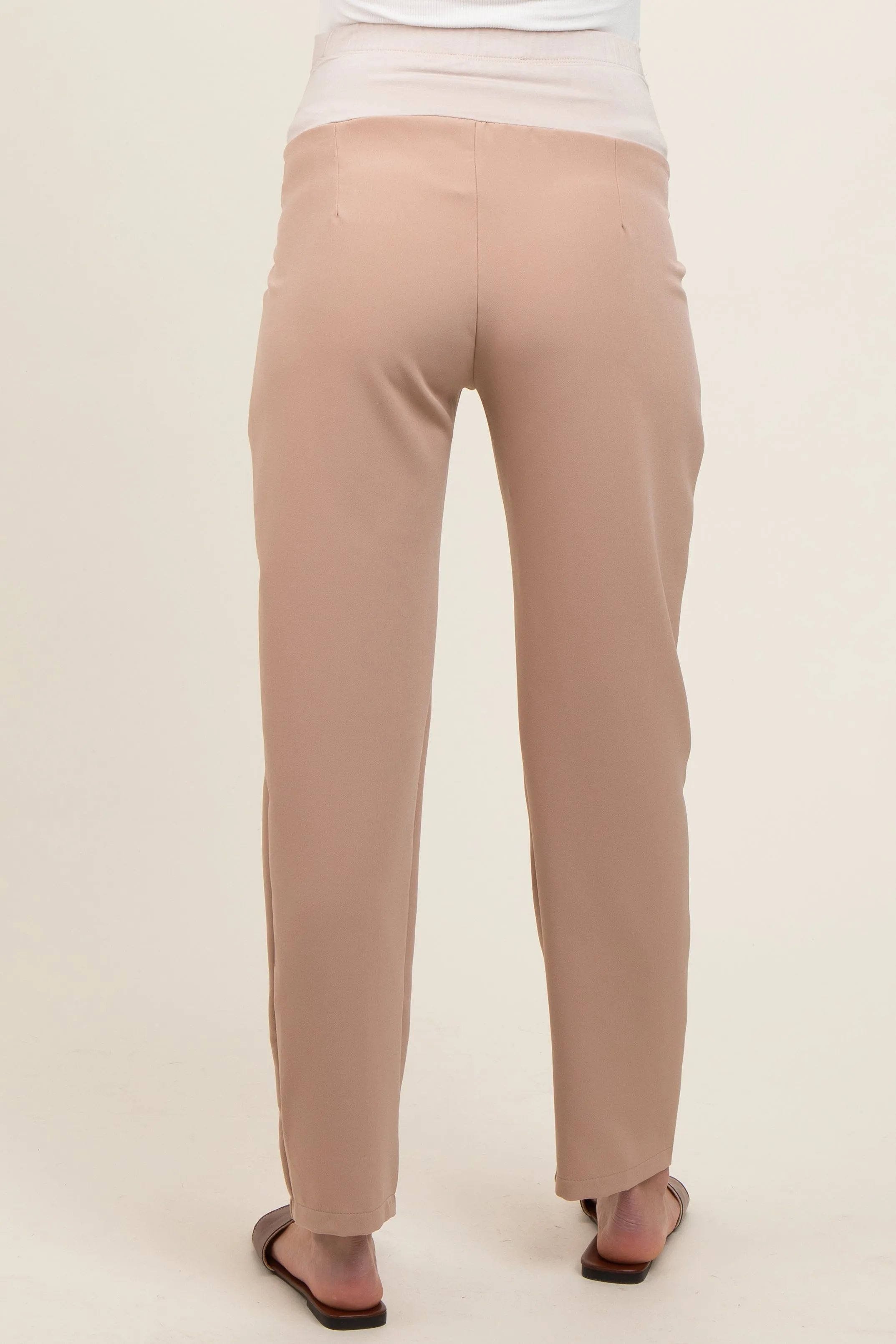 Beige Pleated Relax Fit Maternity Pants sold by Pinkblush product image thumbnail 5