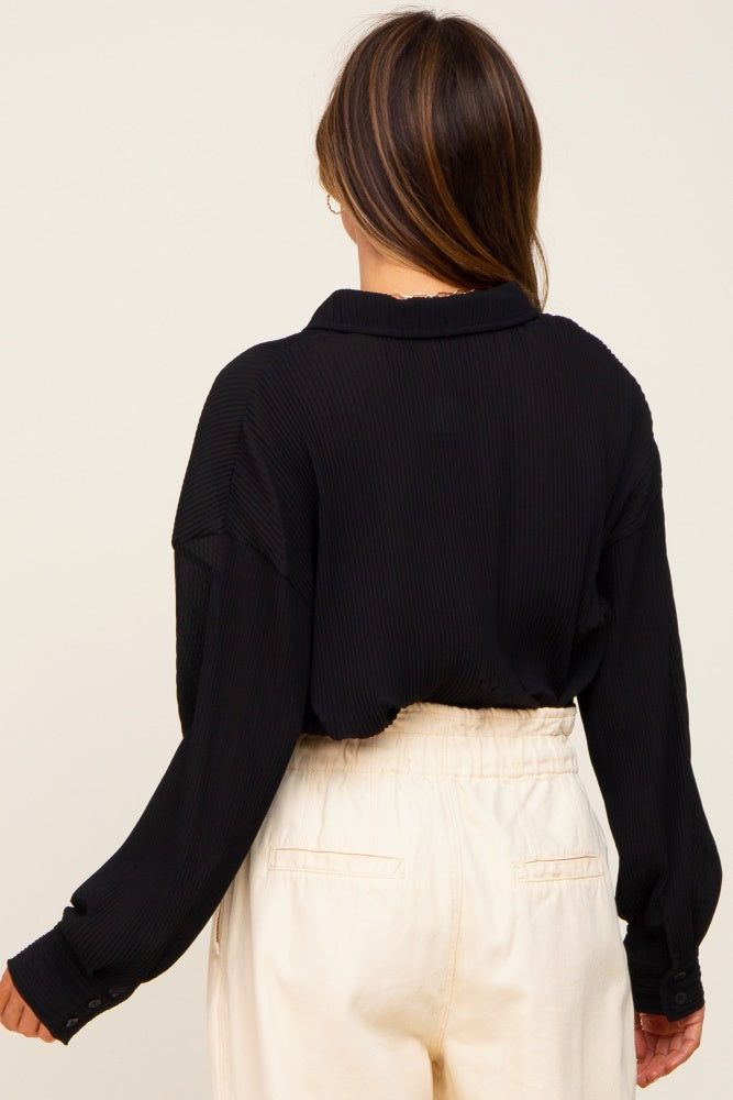 Black Plisse Chiffon Blouse sold by Pinkblush product image thumbnail 3