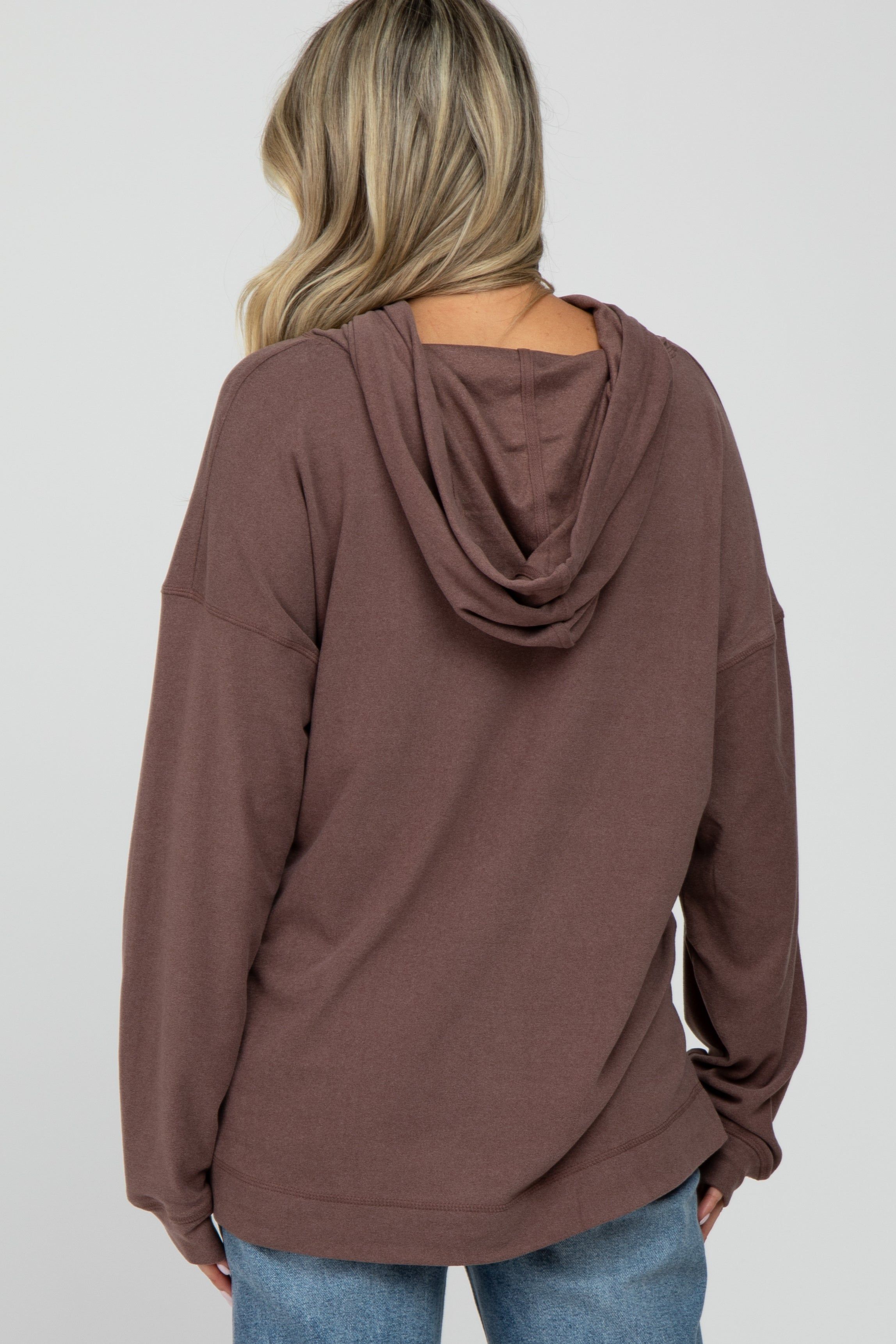 Mocha Soft Brushed Hooded Maternity Top sold by Pinkblush product image thumbnail 4